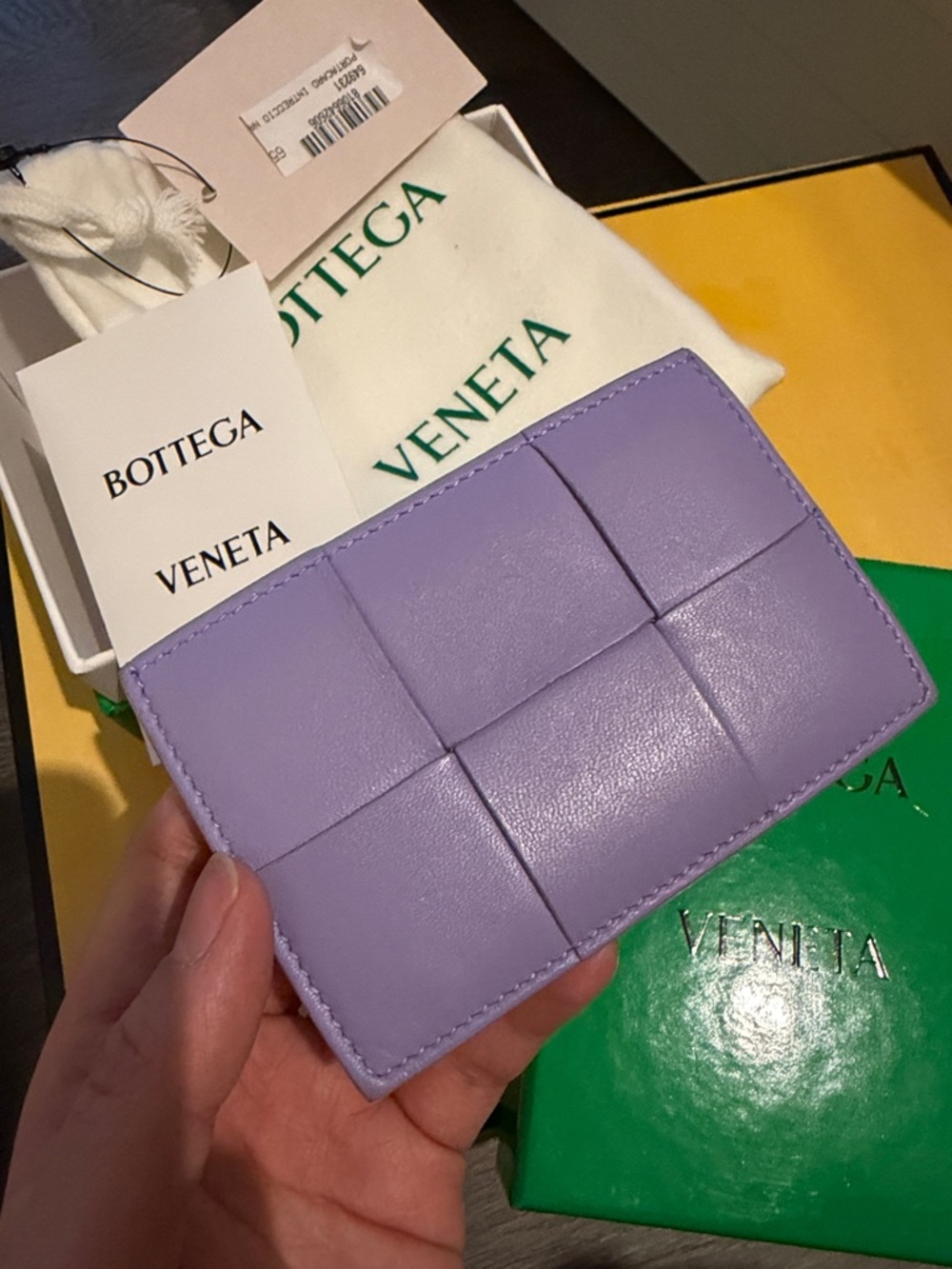 Bottega Veneta Lavender Intrecciato Mini Card Holder